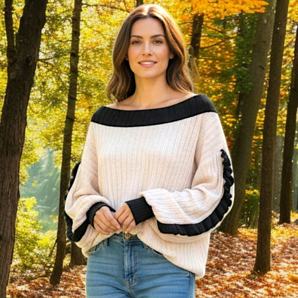 Blue Buttercup Oversized Chenille Top S Relaxed Coquette Romantic Balloon Sleeve